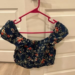 Xhilaration Floral Off Shoulder Crop Top